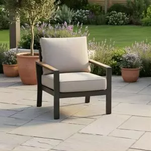 كرسي خارجي مفرد هايب - رمادي واسود