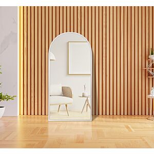 مرآه أرضية بإطار خشب لونا - فضي