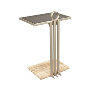 طاولة جانبية ليني ذهبي معتق سطح زجاج عسلي