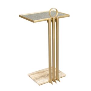 طاولة جانبية ليني ذهبي سطح مرايا معتق