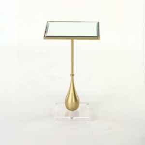 طاولة جانبية زجاج عاكس وحديد - ذهبي