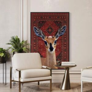 لوحة جدارية فنية غزال برواز اسود 120x80