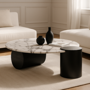 طاولة قهوة رونول - ابيض واسود