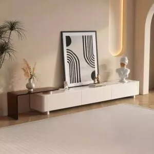 طاولة تلفزيون مودرن - ابيض