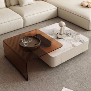 طاولة قهوة مودرن - ابيض وبني