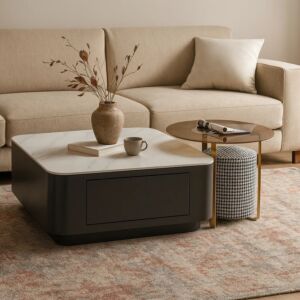 طاولة قهوة كوادرادو قطعتين - أسود ومتعدد الألوان