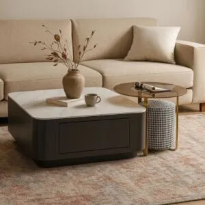 طاولة قهوة كوادرادو قطعتين - أسود ومتعدد الألوان