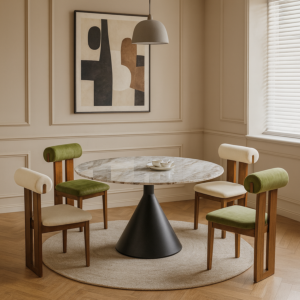 طاولة طعام ل 4 اشخاص بيرلا - رمادي واسود