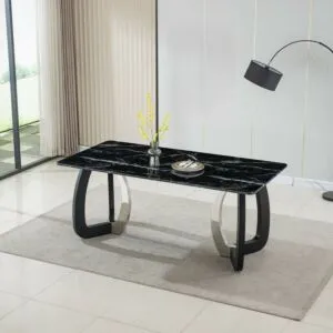 طاولة طعام6 أشخاص ألفريدو - اسود وفضي