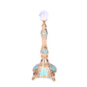 تحفة من الستانلس ستيل مع جوهرة من الزجاج بتصميم أخاذ لون ذهبي وسماوي  - 12 قطعة