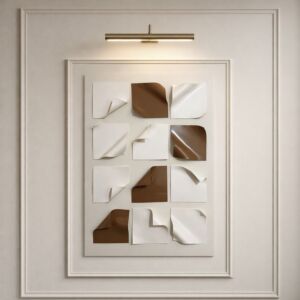 لوحة وديكور جداري ثلاثي الأبعاد زينغو - ابيض وبني