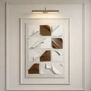 لوحة وديكور جداري ثلاثي الأبعاد زينغو - ابيض وبني