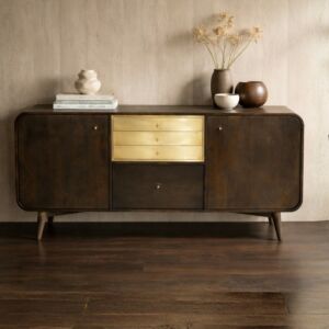 طاولة بوفيه خشب طبيعي رافا - بابين - بني غامق