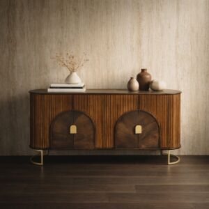 طاولة بوفيه خشب طبيعي سيلفا - 4 ابواب - بني