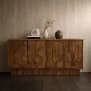 طاولة بوفيه خشب طبيعي سوبايا - 4 ابواب - بني