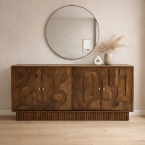 طاولة بوفيه خشب طبيعي سوبايا - 4 ابواب - بني