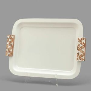 صينية تقديم هندي 31x41 سم - كريمي وخشبي