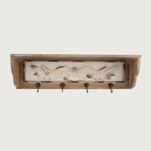 رف خشبي مع تعاليق سكارفا