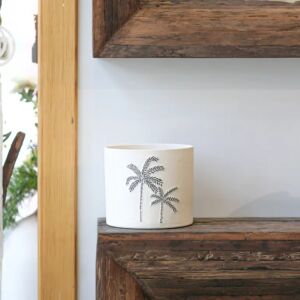 مركن زرع صغير برسم نخل - ابيض