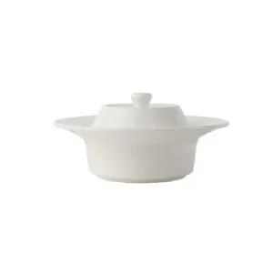 زبدية بوتا بورسلان مع غطاء - أبيض