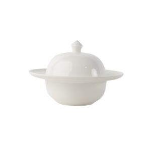 زبدية بامبي بورسلان مع غطاء - أبيض