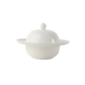 زبدية بامبي بورسلان مع غطاء - أبيض