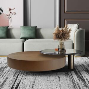 طاولة قهوة تيفارو قطعتين - نحاسي وأسود