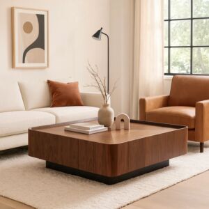 طاولة قهوة مودرن كيمارو خشبية بني - 80x31x80 سم