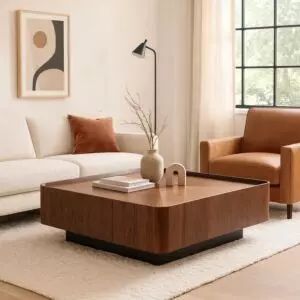 طاولة قهوة مودرن كيمارو خشبية بني - 80x31x80 سم