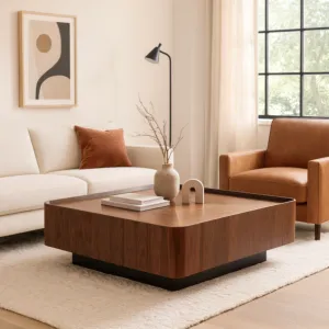 طاولة قهوة مودرن كيمارو خشبية بني - 80x31x80 سم