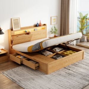 سرير كينج خشبي 180×200 سم - بيج