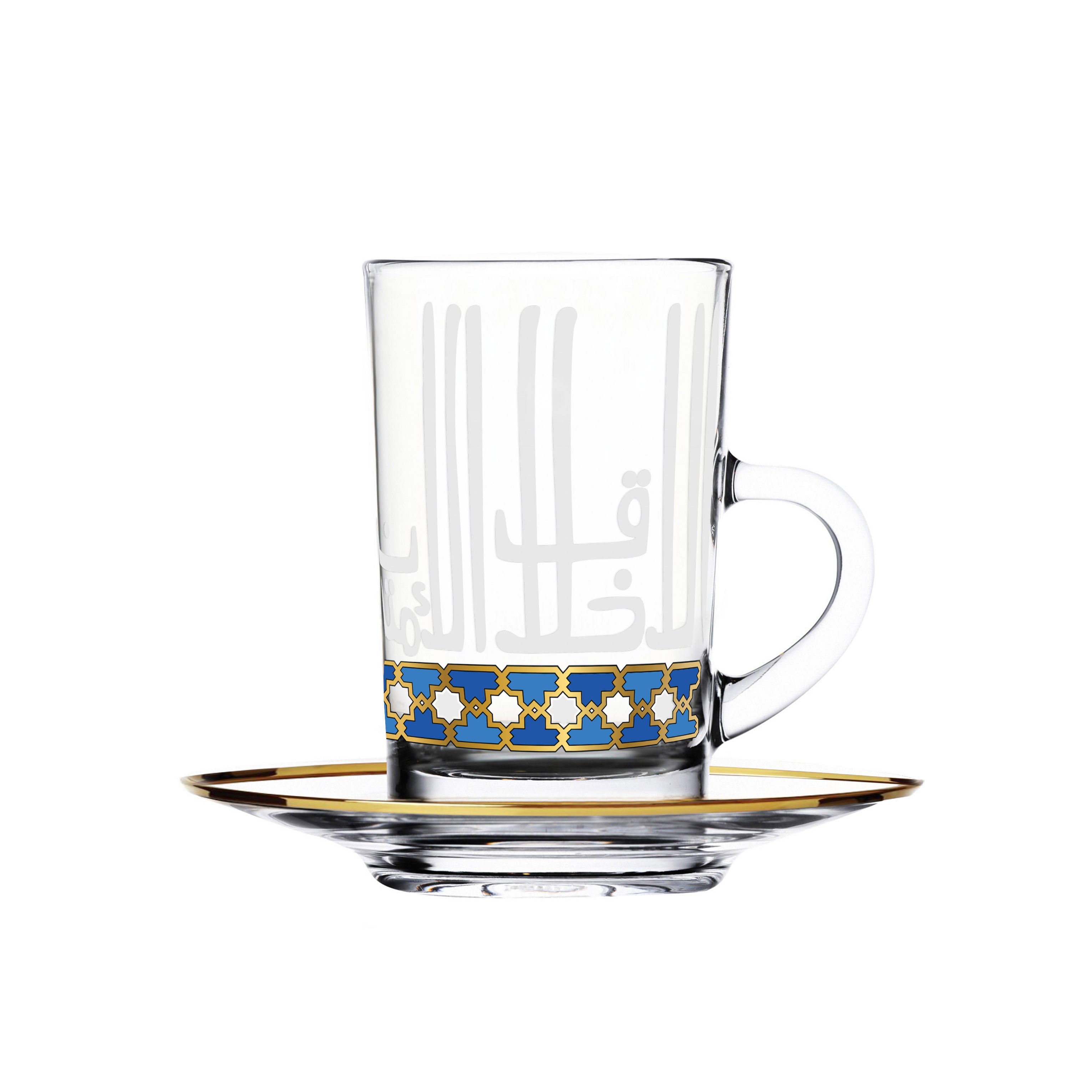 

طقم بيالات شاي زجاج مع صحون اصالة مذهب 6 أشخاص