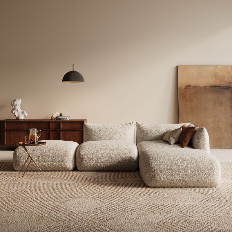 كنب زاوية مارسيليا - بيج فاتح