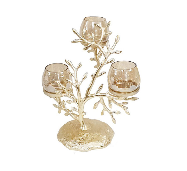 

شمعدان ثلاثي لورانس - ذهبي