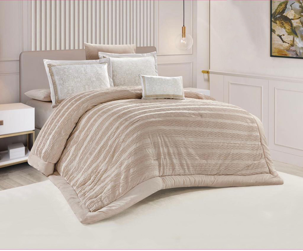 

لحاف مفرد مخملي 5 قطع - بيج