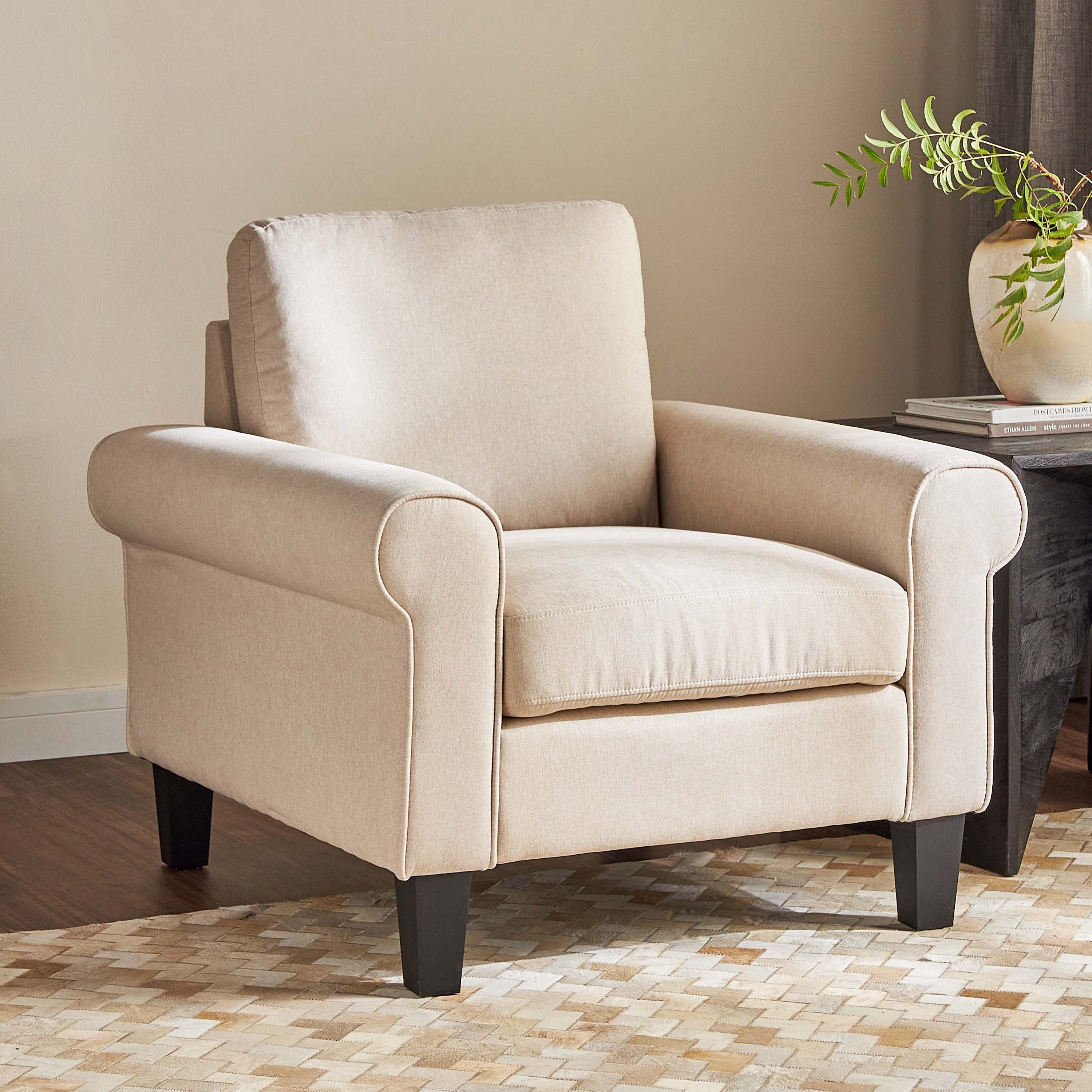 

كرسي مخملي بمساند ذراعين - أوبل - بيج