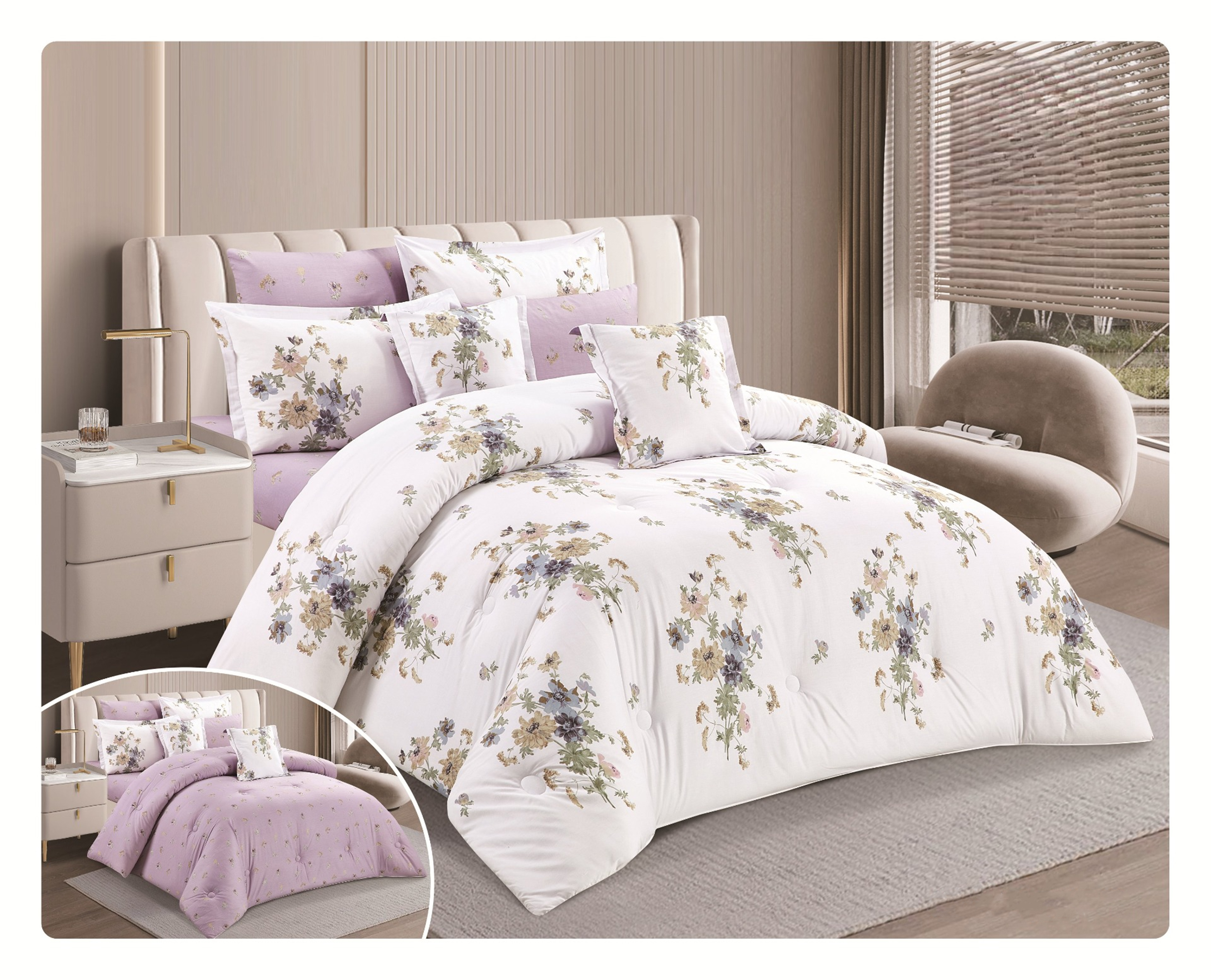 

طقم لحاف كينج لافين قطن مشجر 8 قطع