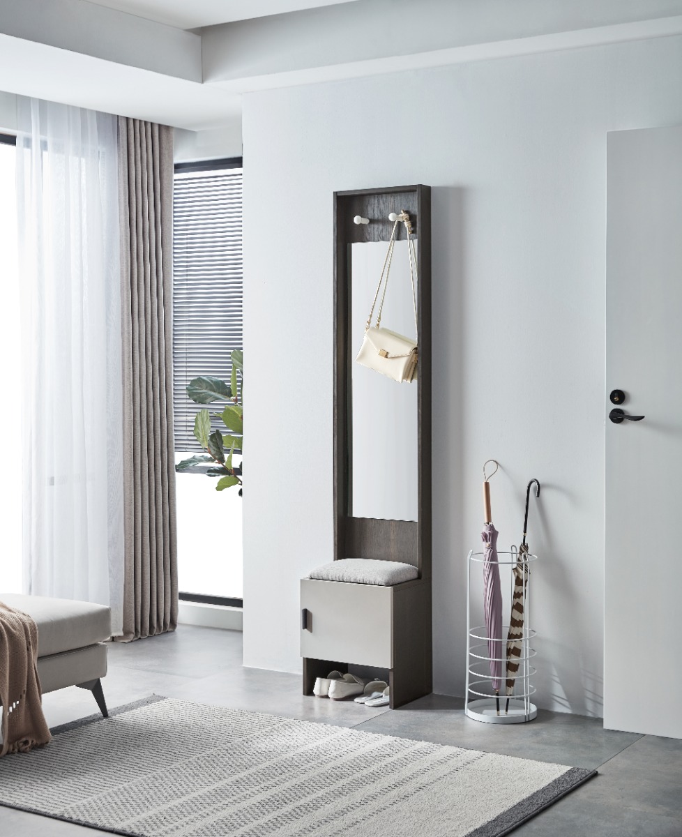 

خزانة أحذية مع ستاند مرآة الونسو - شوكو غامق ورمادي, بني داكن