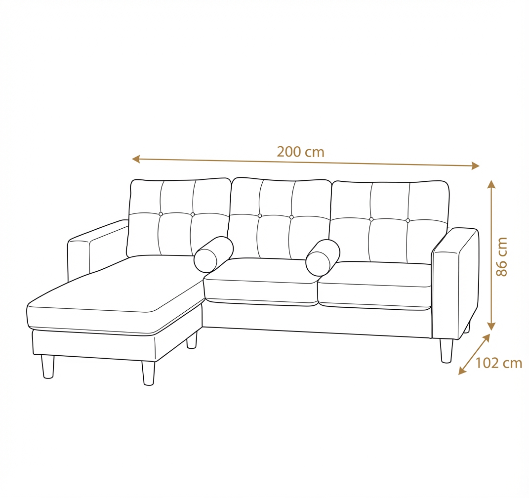 كنبة زاوية كتان رويال - بيج