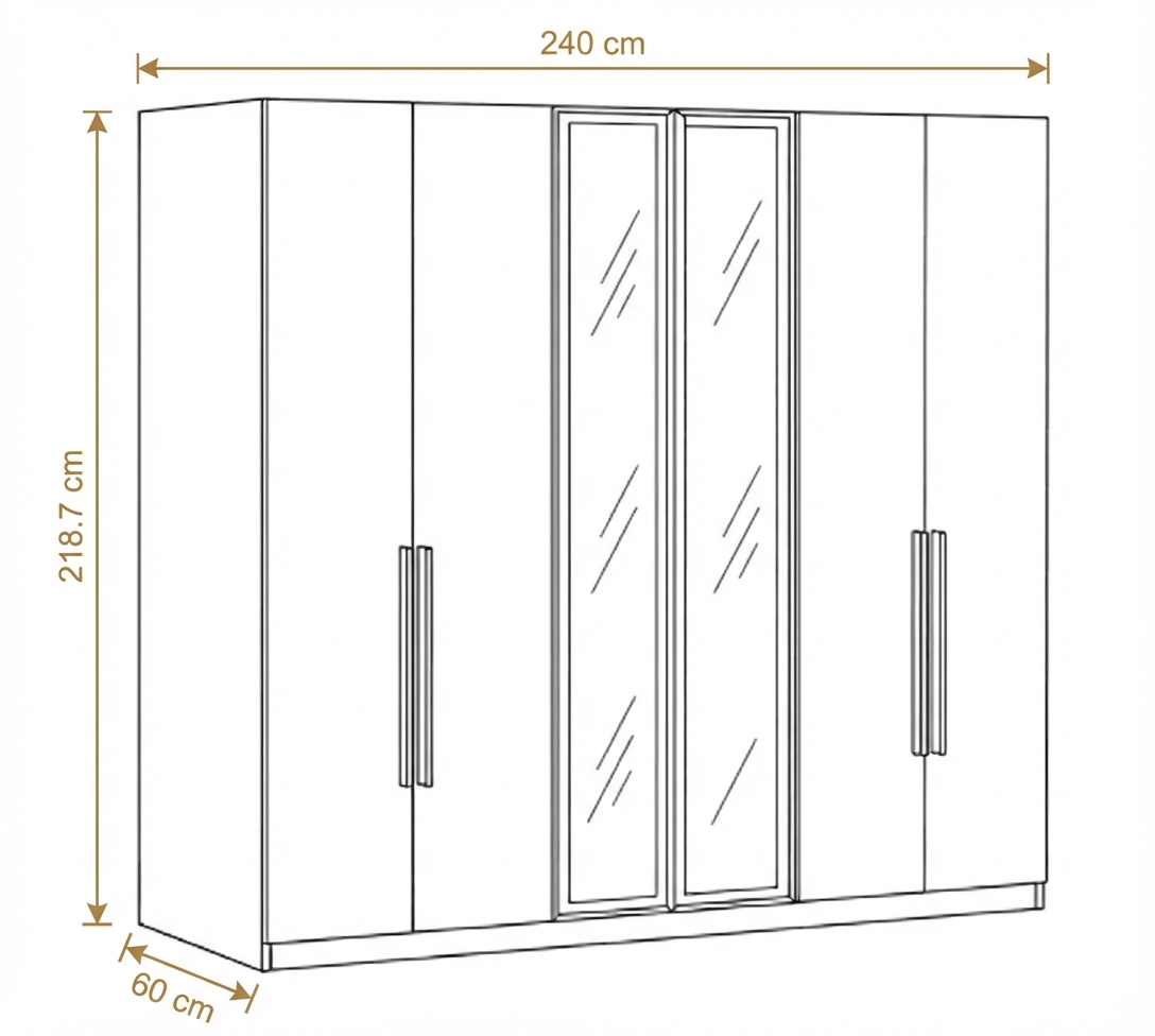دولاب ملابس غير قابل للكسر كونا 6 ابواب - بني