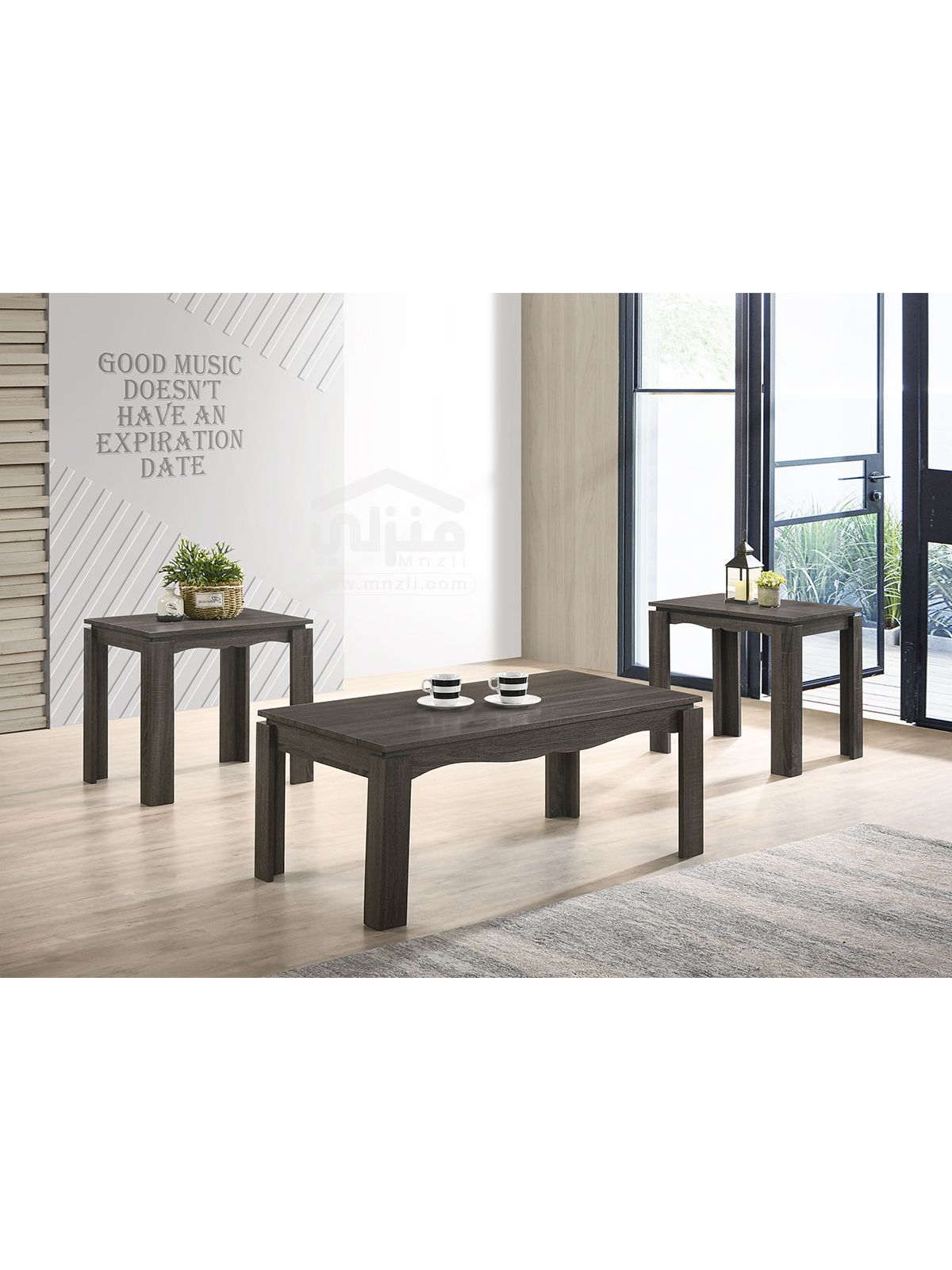 

طقم طاولات قهوة 3 قطع صنع ماليزي بني