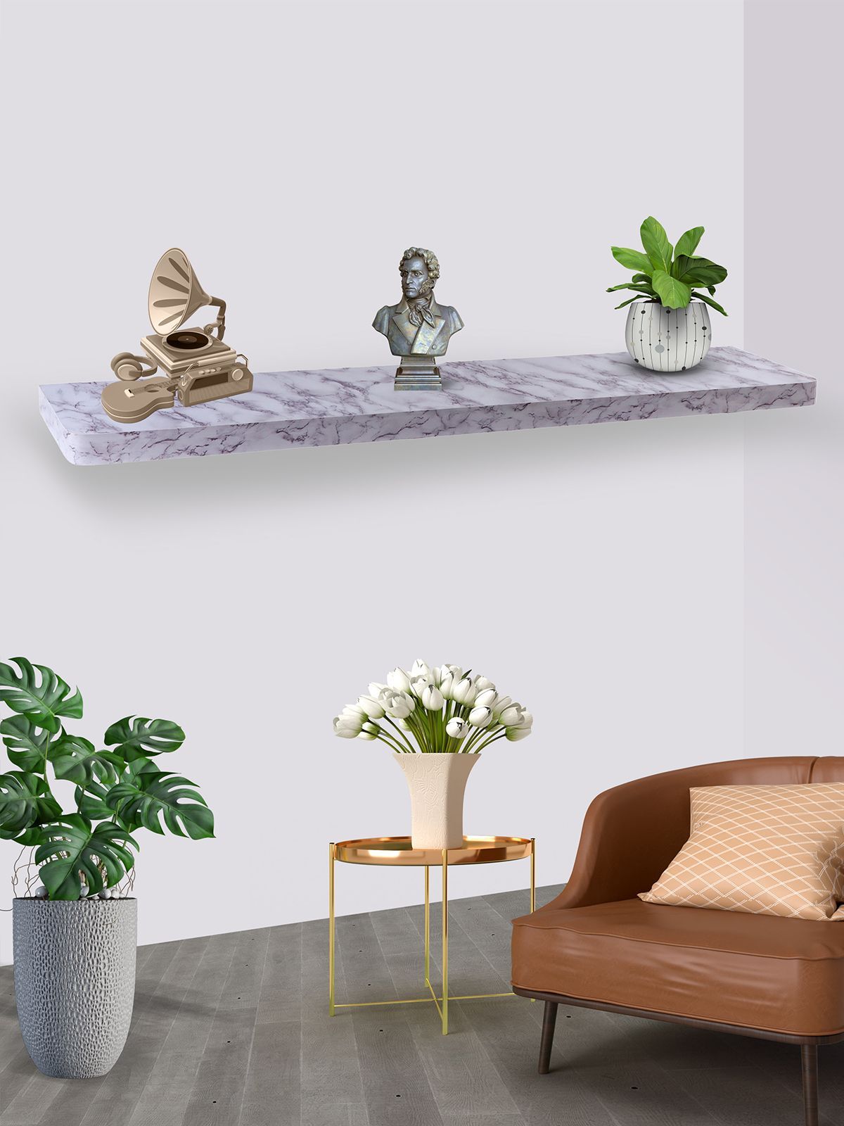 

رف جداري رواندوس طول 120 سم لون رخامي فاتح