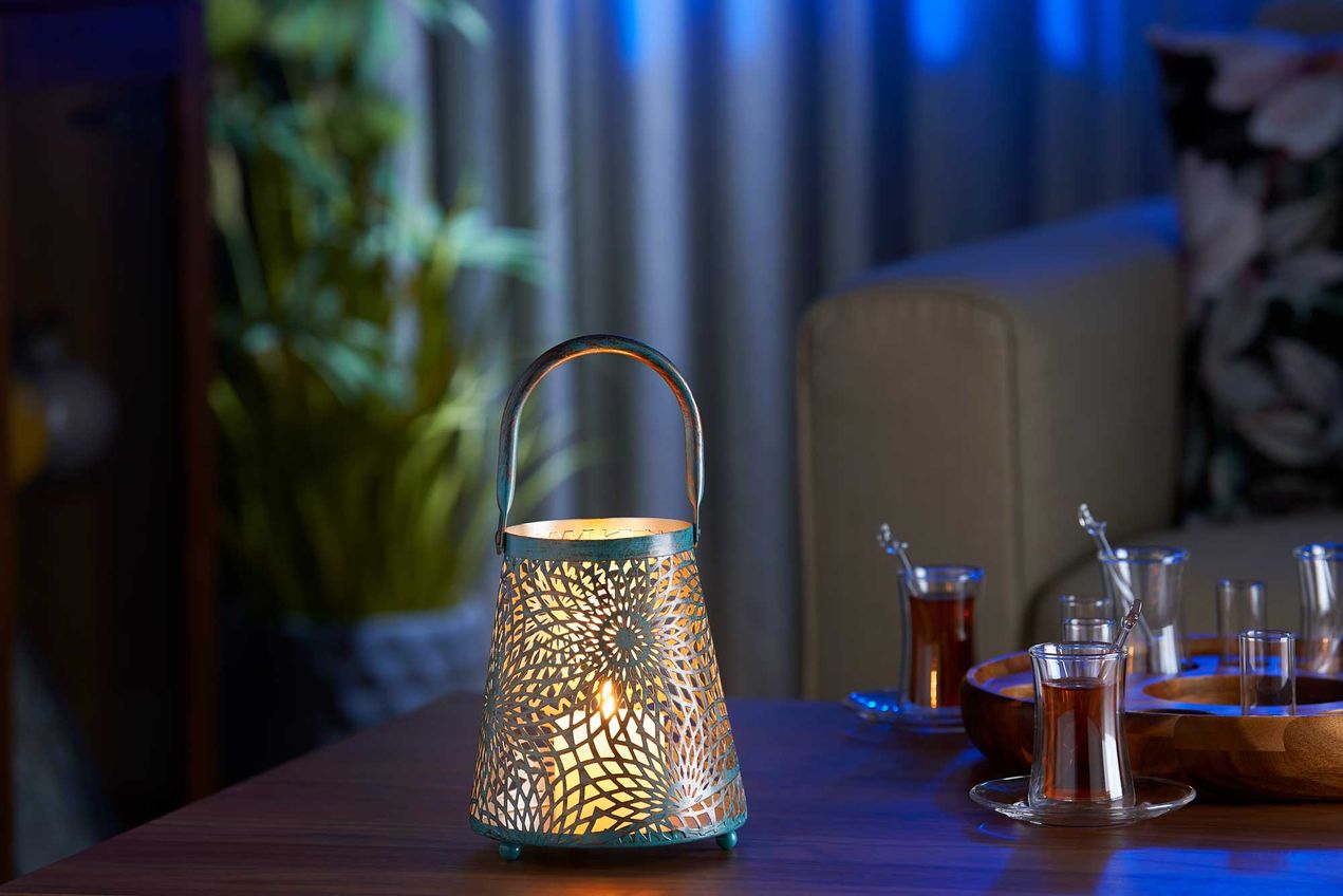 

فانوس كازبلانكا - ازرق معتق