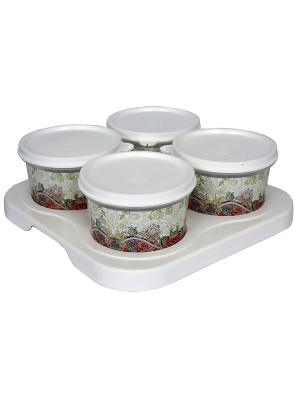 

طقم علب تقديم طعام ماركة جي بي مكون 4 قطع - ابيض ومتعدد الألوان