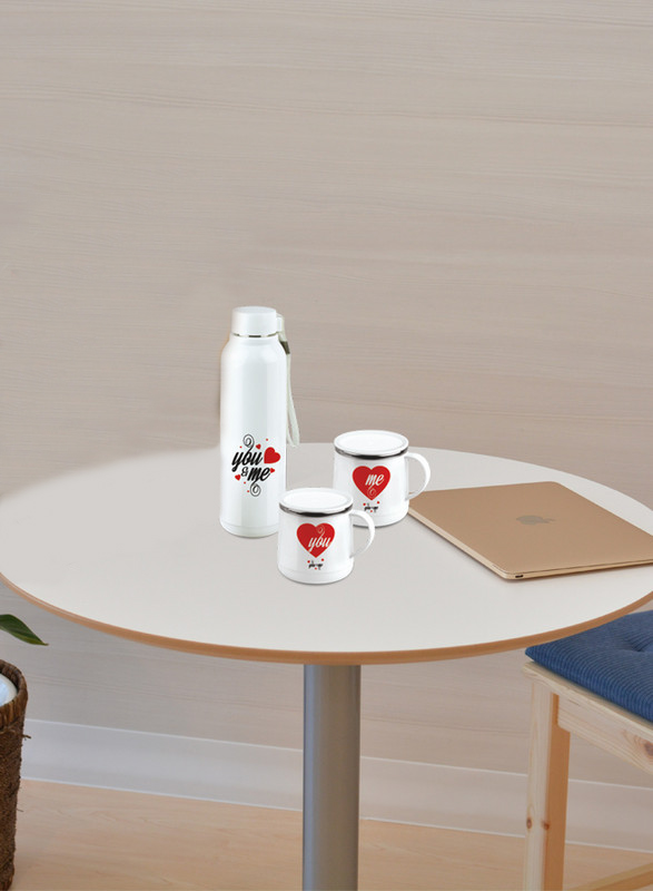 

طقم حافظة سوائل مع 2 كوب يو اند مي ماركة جي بي نوع برايت ستيل - أبيض