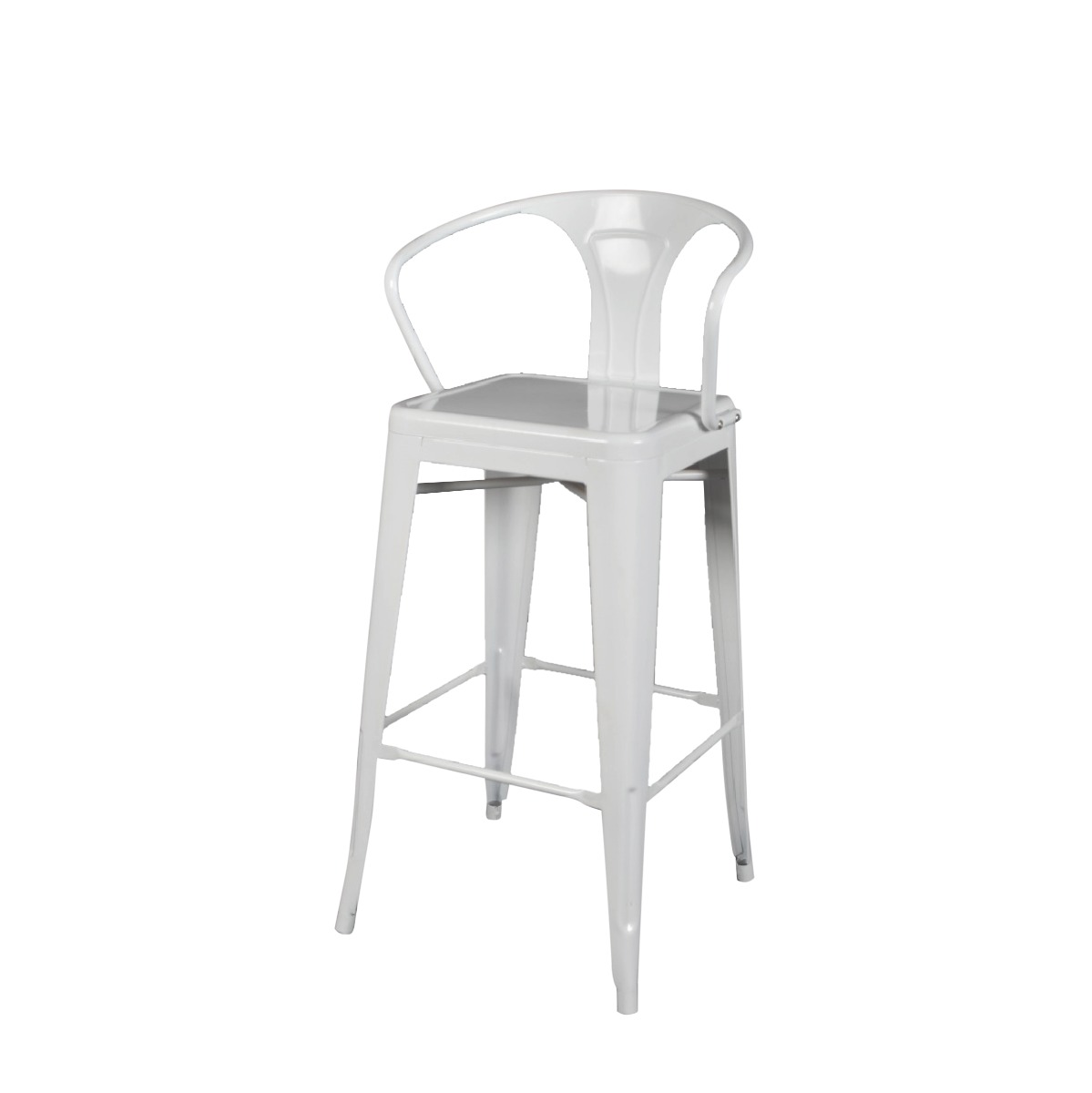 كرسي مرتفع معدني متميز باللون الأبيض