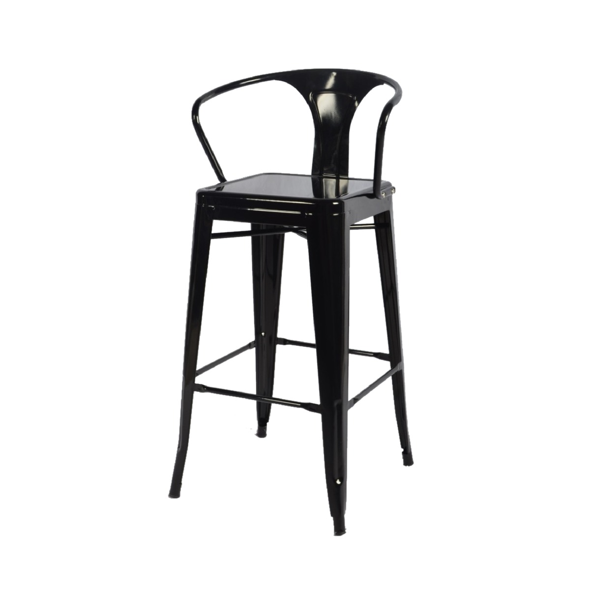 كرسي مرتفع معدني متميز باللون الأسود