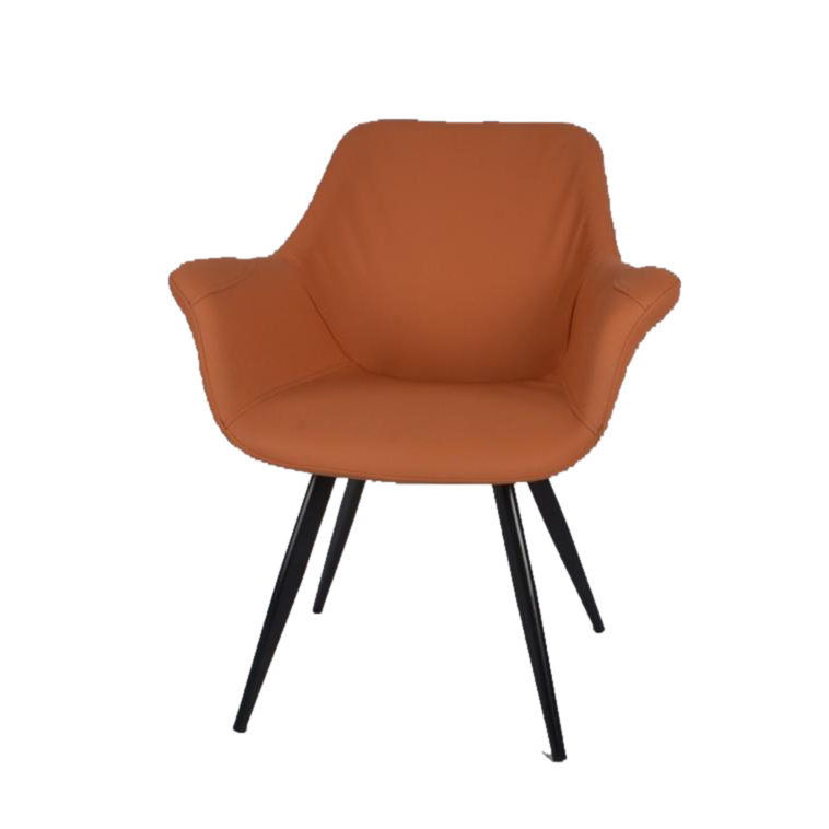 كرسي مقهى جلد متميز باللون البرتقالي